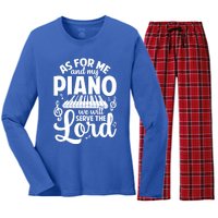 Piano Serve The Lord Christian Piano Player Pianist Keyboard Gift Women's Long Sleeve Flannel Pajama Set 