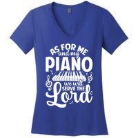 Piano Serve The Lord Christian Piano Player Pianist Keyboard Gift Women's V-Neck T-Shirt