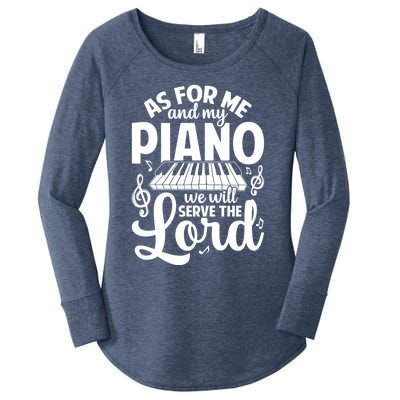 Piano Serve The Lord Christian Piano Player Pianist Keyboard Gift Women's Perfect Tri Tunic Long Sleeve Shirt