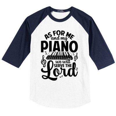 Piano Serve The Lord Christian Piano Player Pianist Keyboard Gift Baseball Sleeve Shirt