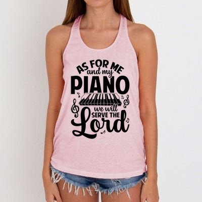 Piano Serve The Lord Christian Piano Player Pianist Keyboard Gift Women's Knotted Racerback Tank