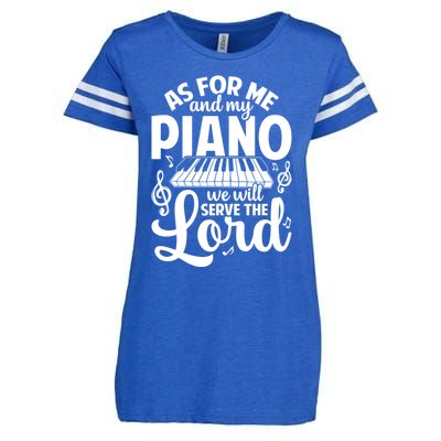 Piano Serve The Lord Christian Piano Player Pianist Keyboard Gift Enza Ladies Jersey Football T-Shirt