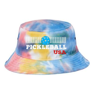 Pickleball Support The Team Pickleball Player USA Flag Tie Dye Newport Bucket Hat