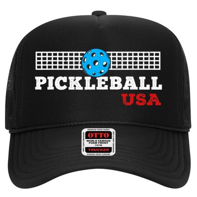 Pickleball Support The Team Pickleball Player USA Flag Trucker Hat