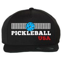 Pickleball Support The Team Pickleball Player USA Flag Wool Snapback Cap