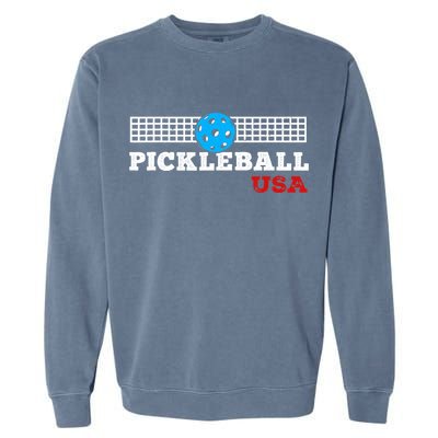 Pickleball Support The Team Pickleball Player USA Flag Garment-Dyed Sweatshirt