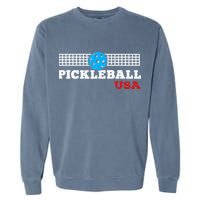 Pickleball Support The Team Pickleball Player USA Flag Garment-Dyed Sweatshirt