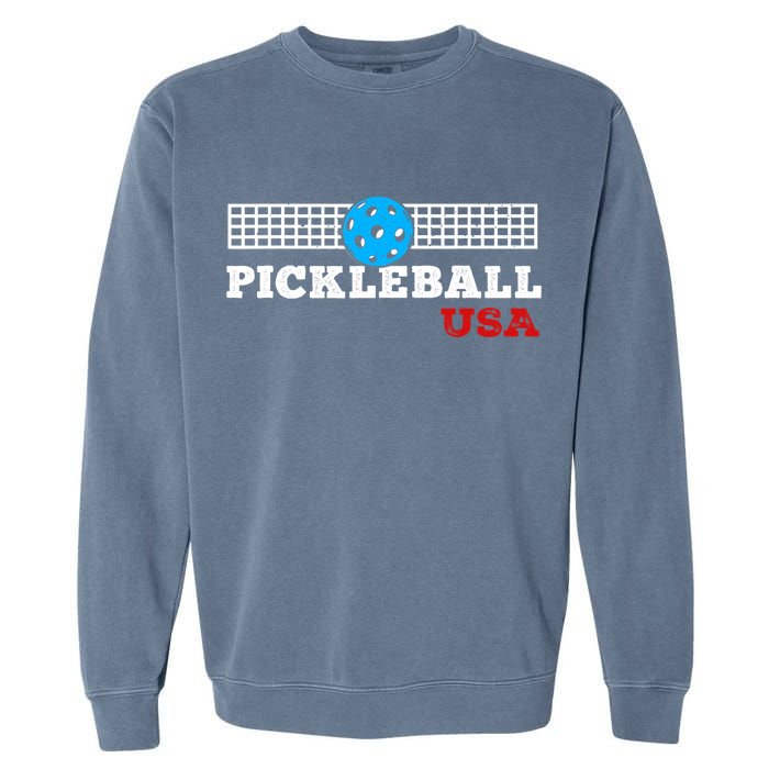 Pickleball Support The Team Pickleball Player USA Flag Garment-Dyed Sweatshirt