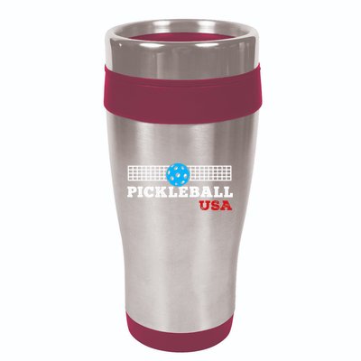 Pickleball Support The Team Pickleball Player USA Flag 16oz Travel Tumbler