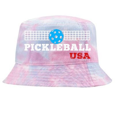 Pickleball Support The Team Pickleball Player USA Flag Tie-Dyed Bucket Hat