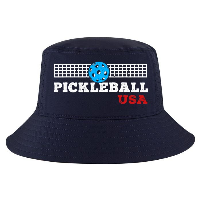Pickleball Support The Team Pickleball Player USA Flag Cool Comfort Performance Bucket Hat