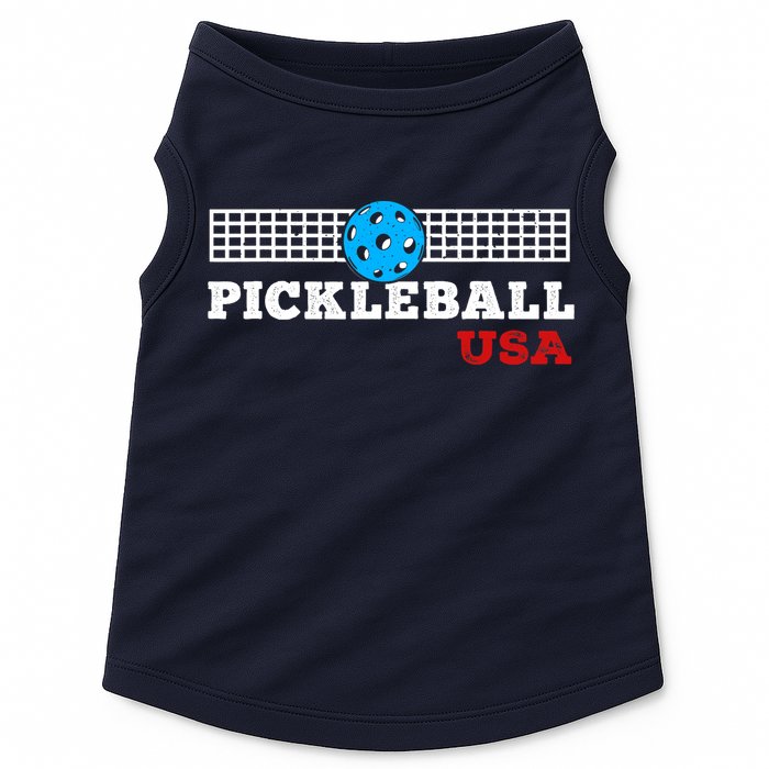 Pickleball Support The Team Pickleball Player USA Flag Doggie Tank
