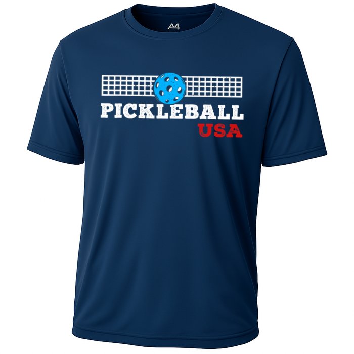 Pickleball Support The Team Pickleball Player USA Flag Performance Shirt