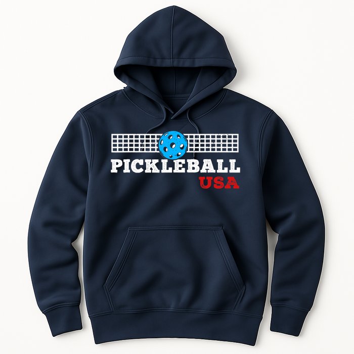 Pickleball Support The Team Pickleball Player USA Flag Hoodie