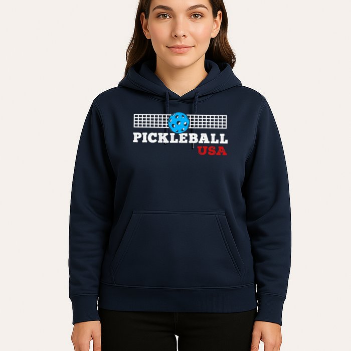 Pickleball Support The Team Pickleball Player USA Flag Hoodie