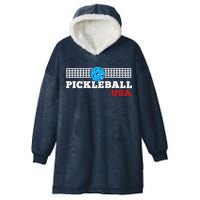 Pickleball Support The Team Pickleball Player USA Flag Hooded Wearable Blanket