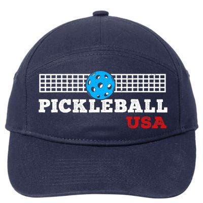 Pickleball Support The Team Pickleball Player USA Flag 7-Panel Snapback Hat