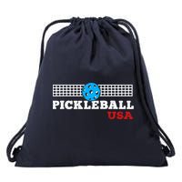Pickleball Support The Team Pickleball Player USA Flag Drawstring Bag