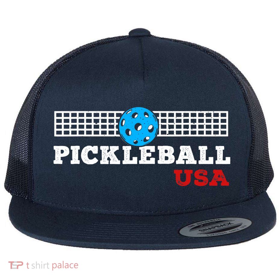 Pickleball Support The Team Pickleball Player USA Flag Flatbill Hat