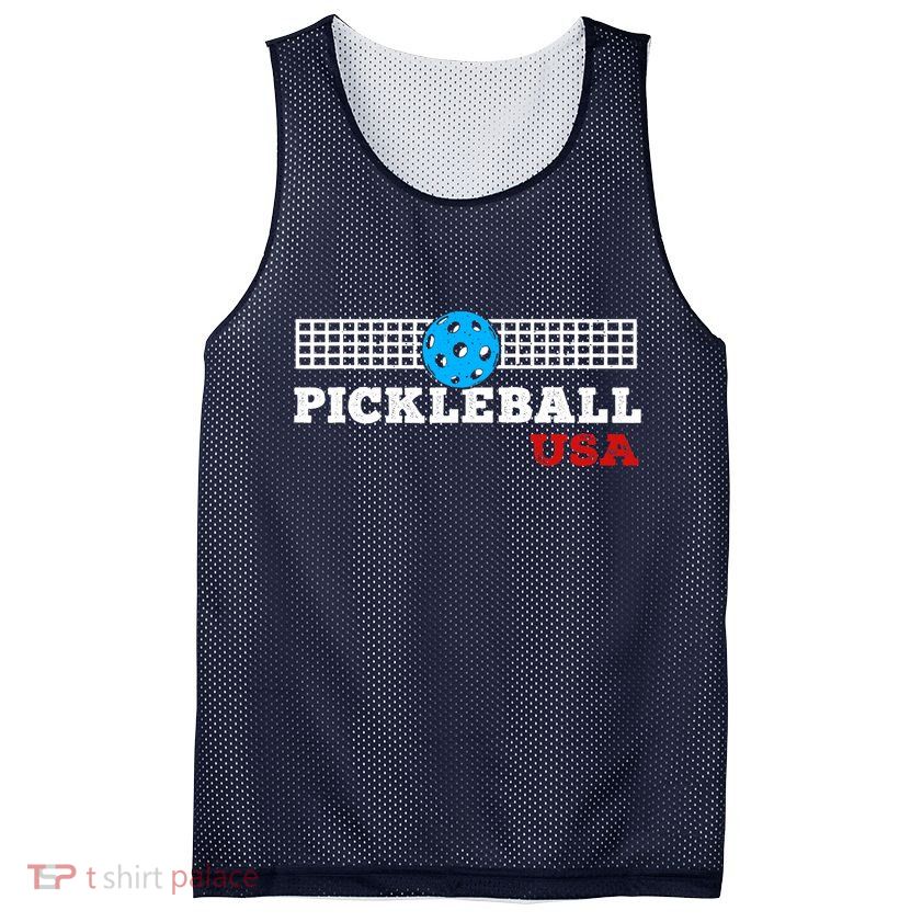 Pickleball Support The Team Pickleball Player USA Flag Mesh Reversible Basketball Jersey Tank