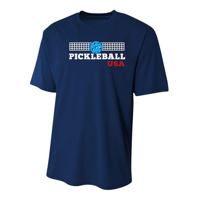 Pickleball Support The Team Pickleball Player USA Flag Youth Performance Sprint T-Shirt