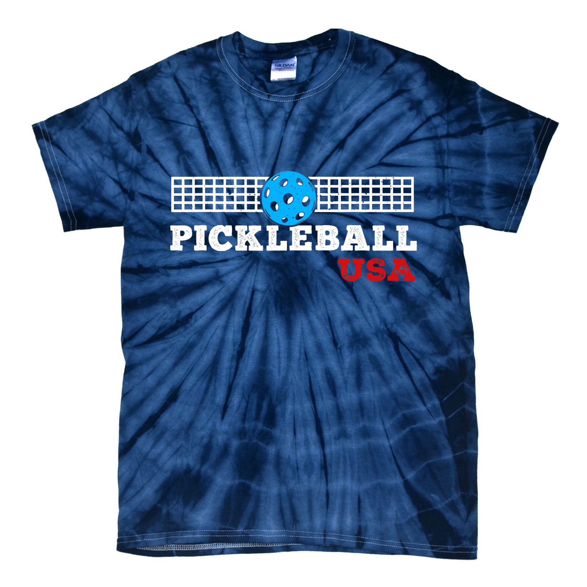 Pickleball Support The Team Pickleball Player USA Flag Tie-Dye T-Shirt