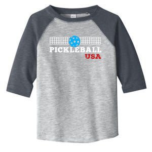 Pickleball Support The Team Pickleball Player USA Flag Toddler Fine Jersey T-Shirt