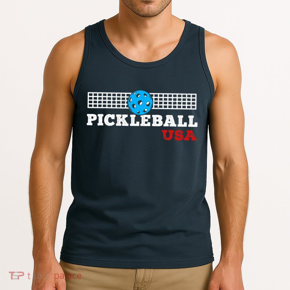Pickleball Support The Team Pickleball Player USA Flag Tank Top