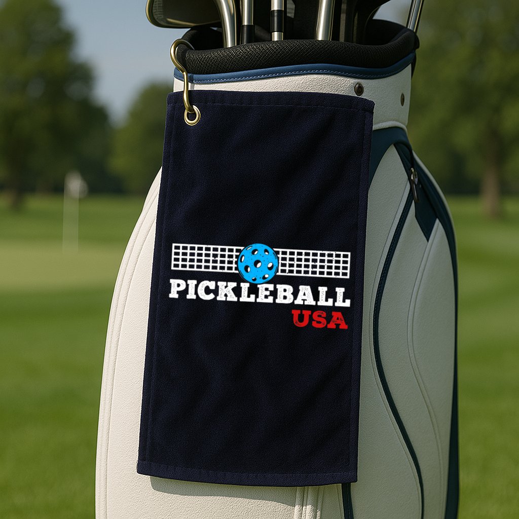 Pickleball Support The Team Pickleball Player USA Flag Golf Towel