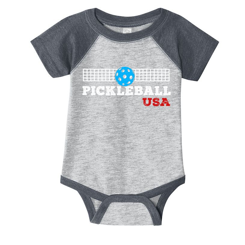 Pickleball Support The Team Pickleball Player USA Flag Infant Baby Jersey Bodysuit