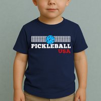 Pickleball Support The Team Pickleball Player USA Flag Toddler T-Shirt