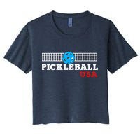 Pickleball Support The Team Pickleball Player USA Flag Crop Top