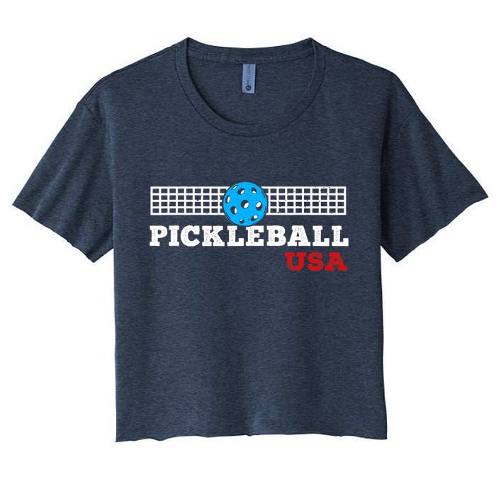 Pickleball Support The Team Pickleball Player USA Flag Crop Top