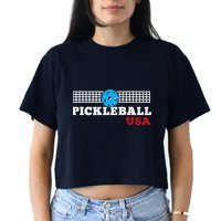 Pickleball Support The Team Pickleball Player USA Flag Crop Top