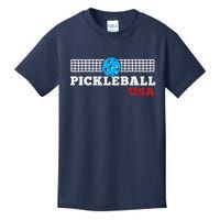 Pickleball Support The Team Pickleball Player USA Flag Kids T-Shirt