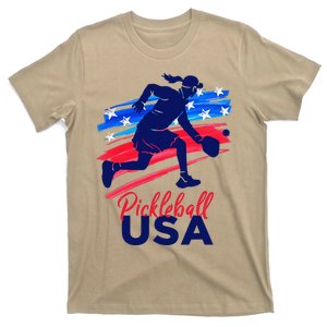 Pickleball Support The Team Pickleball Player Usa Flag T-Shirt