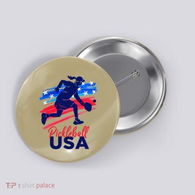 Pickleball Support The Team Pickleball Player Usa Flag Button