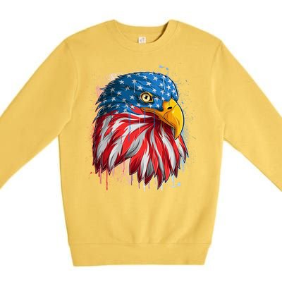 Paint Splatter USA American Flag Eagle Head Premium Crewneck Sweatshirt