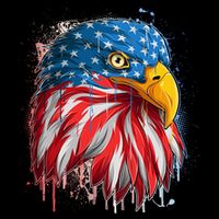 Paint Splatter USA American Flag Eagle Head Cooling Performance Crew T-Shirt