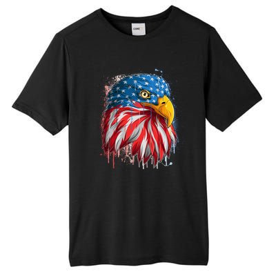 Paint Splatter USA American Flag Eagle Head Tall Fusion ChromaSoft Performance T-Shirt