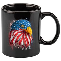 Paint Splatter USA American Flag Eagle Head 11oz C Handle Ceramic Mug