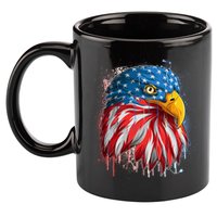 Paint Splatter USA American Flag Eagle Head 11oz C Handle Ceramic Mug