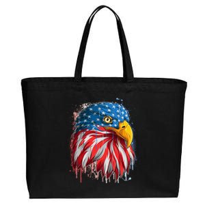 Paint Splatter USA American Flag Eagle Head Cotton Canvas Jumbo Tote