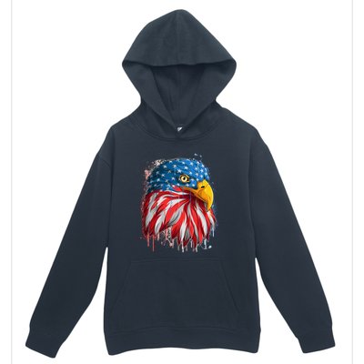 Paint Splatter USA American Flag Eagle Head Urban Pullover Hoodie