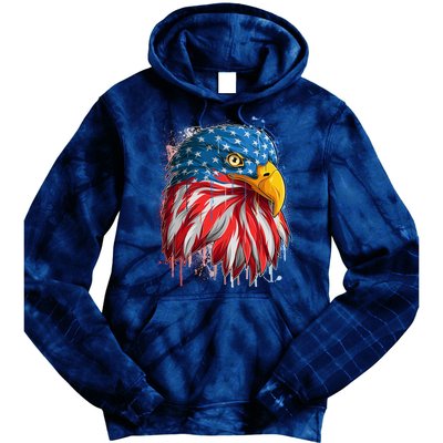 Paint Splatter USA American Flag Eagle Head Tie Dye Hoodie