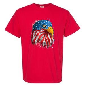 Paint Splatter USA American Flag Eagle Head Garment-Dyed Heavyweight T-Shirt