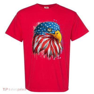 Paint Splatter USA American Flag Eagle Head Garment-Dyed Heavyweight T-Shirt