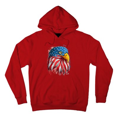 Paint Splatter USA American Flag Eagle Head Hoodie