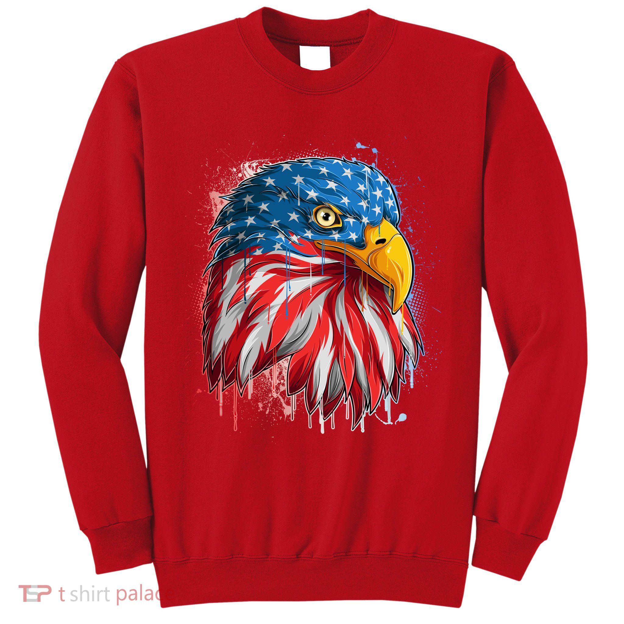 Paint Splatter USA American Flag Eagle Head Sweatshirt