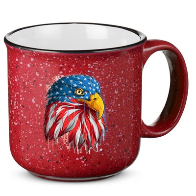 Paint Splatter USA American Flag Eagle Head 15oz Campfire Ceramic Mug